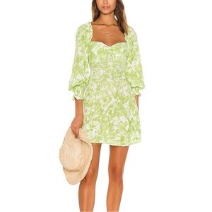 Faithful The Brand Arianne Green Mini Dress 6/M in Lime Roos Tie Dye